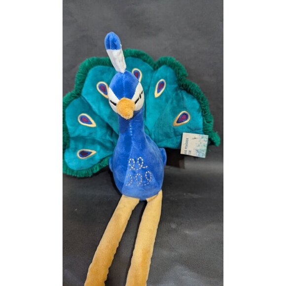 Stuffed Peacock Plush Toy With Long Legs & Colorful Tail sitter  new - Picture 1 of 11